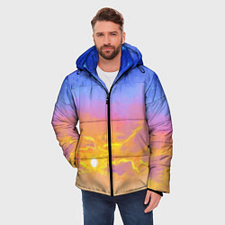 Куртка зимняя мужская Закатное небо и звезды, цвет: 3D-черный — фото 2