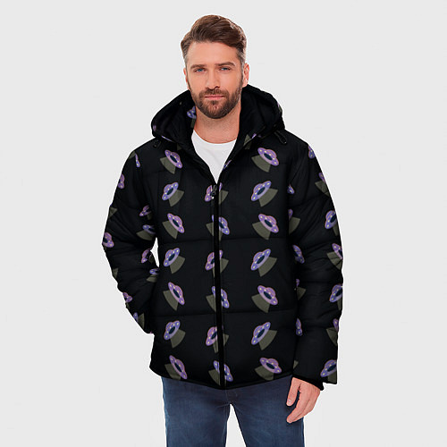 Мужская зимняя куртка Летающие тарелки / 3D-Черный – фото 3