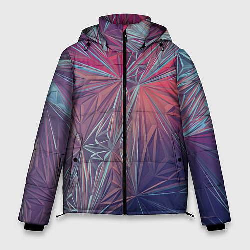 Мужская зимняя куртка Абстрактные Многоугольные Кристаллы / 3D-Светло-серый – фото 1