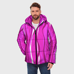 Куртка зимняя мужская Розовые полосы, цвет: 3D-черный — фото 2