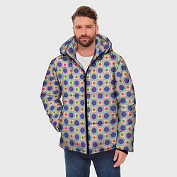 Куртка зимняя мужская Круги Геометрические паттерны, цвет: 3D-светло-серый — фото 2