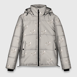 Куртка зимняя мужская Серебряные сердечки на сером фоне, цвет: 3D-светло-серый