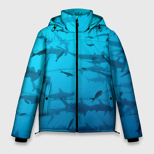 Мужская зимняя куртка Акулы - океан / 3D-Красный – фото 1