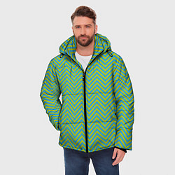 Куртка зимняя мужская Зеленые зигзаги, цвет: 3D-светло-серый — фото 2