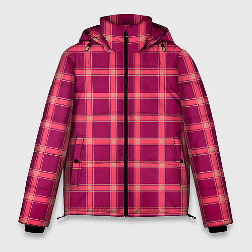Мужская зимняя куртка Красный модный узор в крупную клетку / 3D-Красный – фото 1
