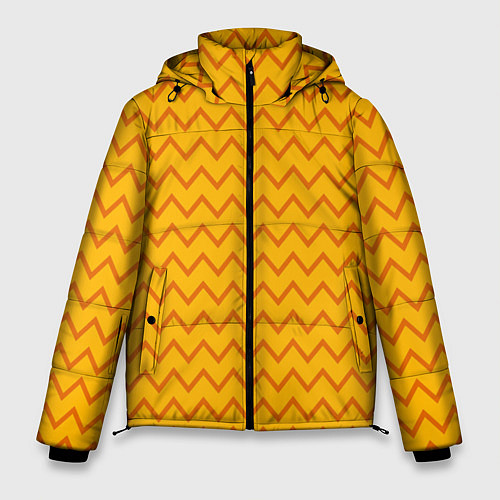 Мужская зимняя куртка Оранжевые линии зиг-заги / 3D-Красный – фото 1
