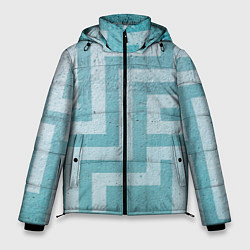 Куртка зимняя мужская Абстрактный лабиринт на поверхности - Голубой, цвет: 3D-светло-серый