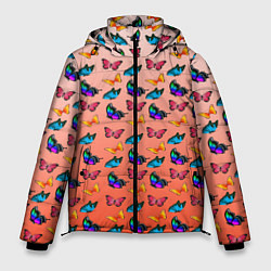 Куртка зимняя мужская Яркие и необычные бабочки, цвет: 3D-светло-серый