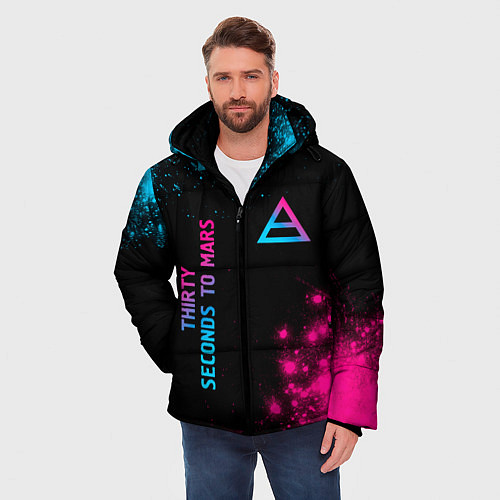 Мужская зимняя куртка Thirty Seconds to Mars Neon Gradient / 3D-Черный – фото 3