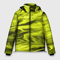 Куртка зимняя мужская Неоновый желтый с черным абстрактный узор, цвет: 3D-светло-серый