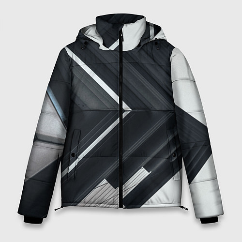 Мужская зимняя куртка Абстрактные геометрические линии - Белый / 3D-Красный – фото 1