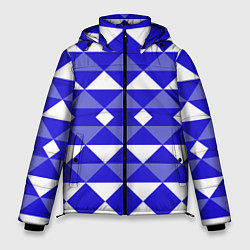 Куртка зимняя мужская Бело-синий геометрический узор, цвет: 3D-красный