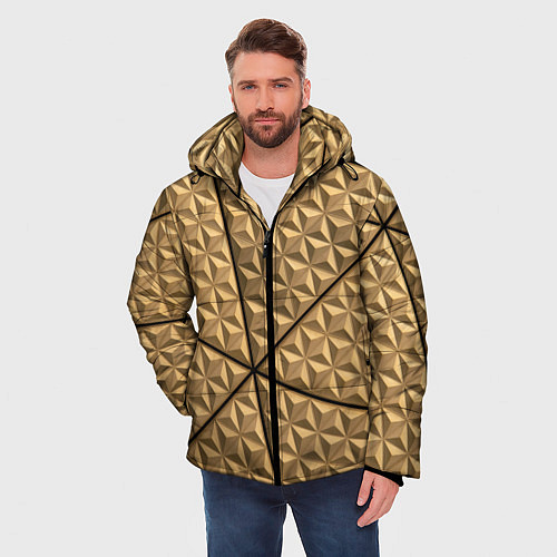 Мужская зимняя куртка Абстрактное металлическое покрытие - Золотой / 3D-Черный – фото 3