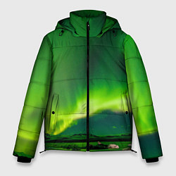 Мужская зимняя куртка Абстрактное полярное сияние - Зелёный