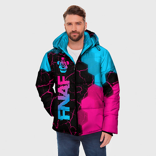 Мужская зимняя куртка FNAF - neon gradient: по-вертикали / 3D-Черный – фото 3
