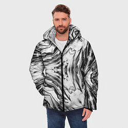 Куртка зимняя мужская Черно-белый абстрактный узор Трио, цвет: 3D-черный — фото 2