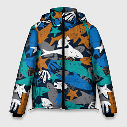 Куртка зимняя мужская Акула и другие обитатели океана, цвет: 3D-красный