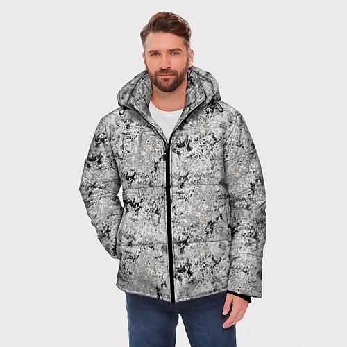 Мужская зимняя куртка Светло серый абстрактный / 3D-Черный – фото 3
