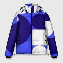 Куртка зимняя мужская Абстрактный набор геометрических фигур - Синий фон, цвет: 3D-красный