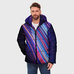 Куртка зимняя мужская Неоновое множество разноцветных фонарей во тьме, цвет: 3D-светло-серый — фото 2
