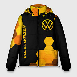 Куртка зимняя мужская Volkswagen - gold gradient: символ и надпись верти, цвет: 3D-черный
