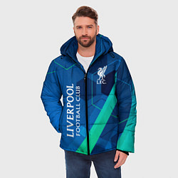 Куртка зимняя мужская Ливерпуль Синяя абстракция, цвет: 3D-красный — фото 2