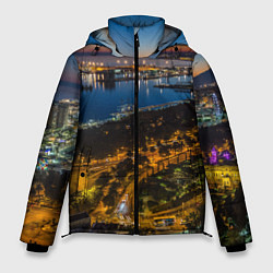 Куртка зимняя мужская Ночной город с высоты, цвет: 3D-черный