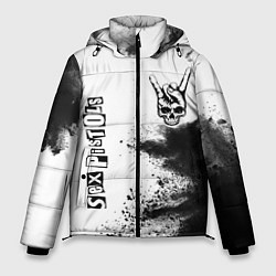 Куртка зимняя мужская Sex Pistols и рок символ на светлом фоне, цвет: 3D-черный