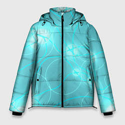 Куртка зимняя мужская Голубая неоновая абстрактная геометрия, цвет: 3D-светло-серый