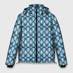 Мужская зимняя куртка Сине-белый геометрический икат узор