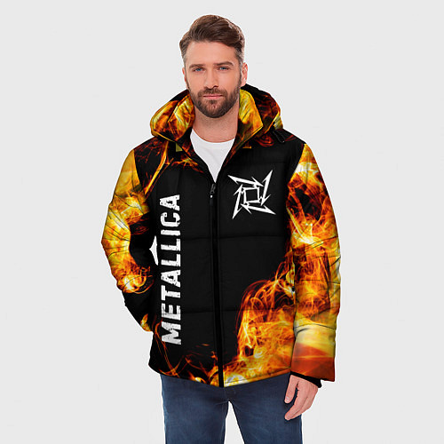 Мужская зимняя куртка Metallica и пылающий огонь / 3D-Черный – фото 3