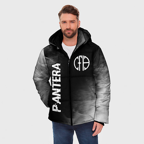 Мужская зимняя куртка Pantera glitch на темном фоне: символ и надпись ве / 3D-Черный – фото 3