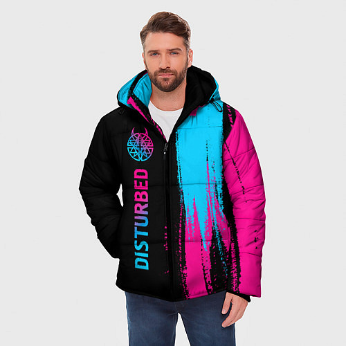 Мужская зимняя куртка Disturbed - neon gradient: по-вертикали / 3D-Черный – фото 3