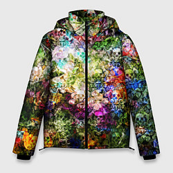 Куртка зимняя мужская Цветы на черепах, цвет: 3D-красный