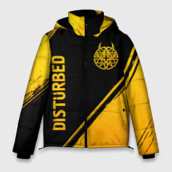 Куртка зимняя мужская Disturbed - gold gradient: символ и надпись вертик, цвет: 3D-черный