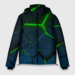 Мужская зимняя куртка Разлом зеленых неоновых плит - геометрия
