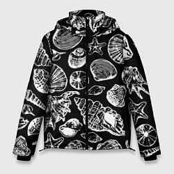 Куртка зимняя мужская Паттерн из морских ракушек, цвет: 3D-черный