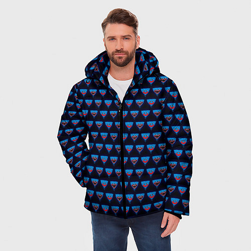 Мужская зимняя куртка Poppy Playtime - Huggy Wuggy Pattern - без логотип / 3D-Черный – фото 3