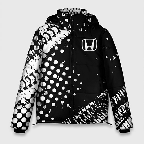 Мужская зимняя куртка Honda - белые следы шин / 3D-Красный – фото 1