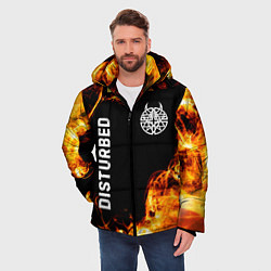 Куртка зимняя мужская Disturbed и пылающий огонь, цвет: 3D-черный — фото 2