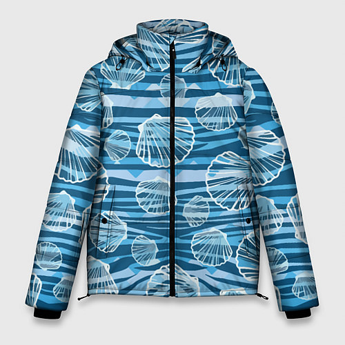 Мужская зимняя куртка Паттерн из створок ракушки - океан / 3D-Светло-серый – фото 1
