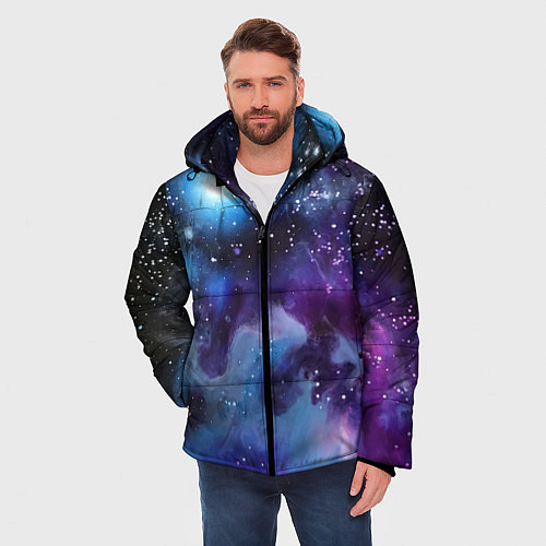 Мужская зимняя куртка Дым вселенной / 3D-Черный – фото 3
