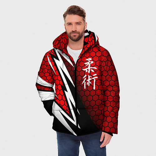Мужская зимняя куртка Джиу - Джитсу : Красная броня / 3D-Черный – фото 3