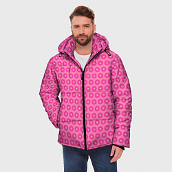 Куртка зимняя мужская Розовые цветочки - паттерн из ромашек, цвет: 3D-светло-серый — фото 2