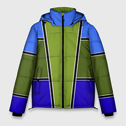 Куртка зимняя мужская Зелено- синий геометрический дизайн, цвет: 3D-светло-серый
