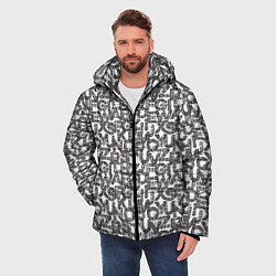Куртка зимняя мужская Алфавит гранж, цвет: 3D-черный — фото 2