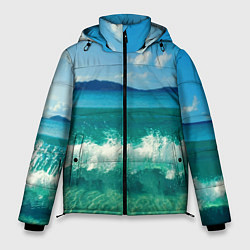 Куртка зимняя мужская Волна набегает на берег, цвет: 3D-светло-серый