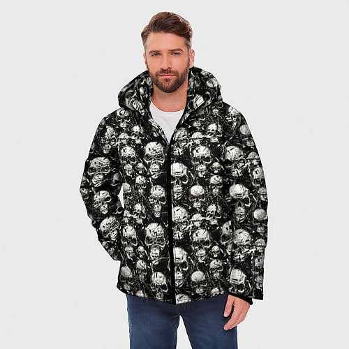 Мужская зимняя куртка Череп с оскалом / 3D-Черный – фото 3