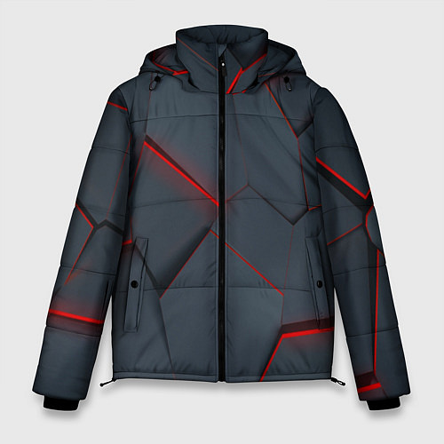 Мужская зимняя куртка Геометрический узор треснутого асфальта / 3D-Красный – фото 1