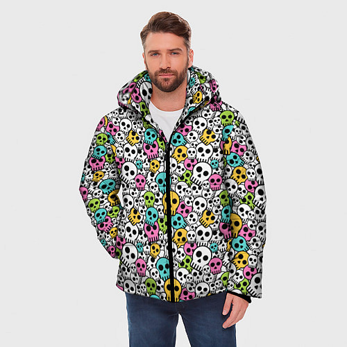 Мужская зимняя куртка Череп разноцветный / 3D-Светло-серый – фото 3